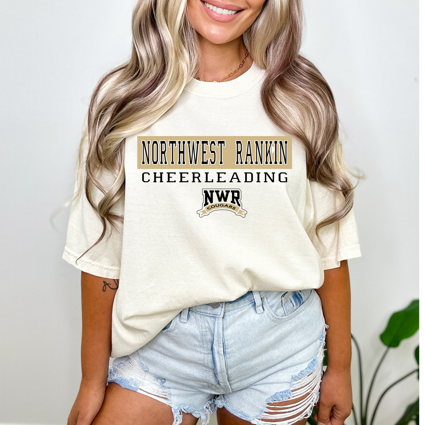 Northwest Rankin Cheerleading Bella Canvas T-Shirt – Varsity Style (White, Black, Mustard, Natural)