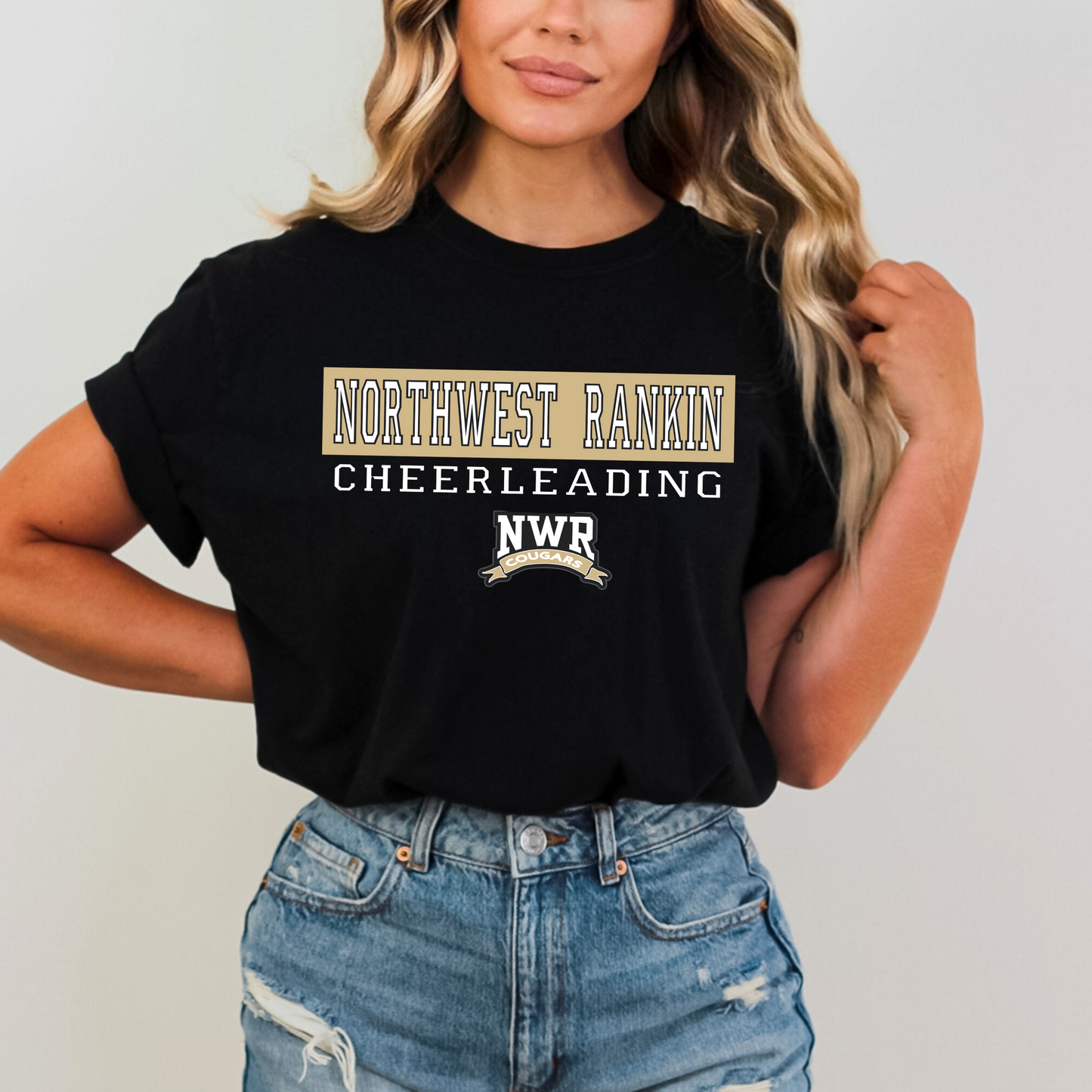 Northwest Rankin Cheerleading Bella Canvas T-Shirt – Varsity Style (White, Black, Mustard, Natural)