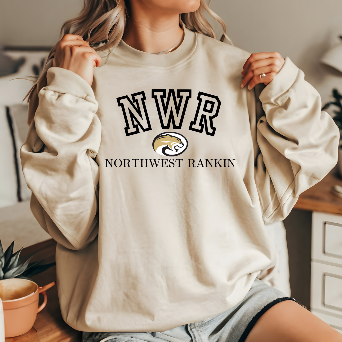 NWR Northwest Rankin Sweatshirt – Collegiate Graphic Design (Available in Sand, White, & Ash)