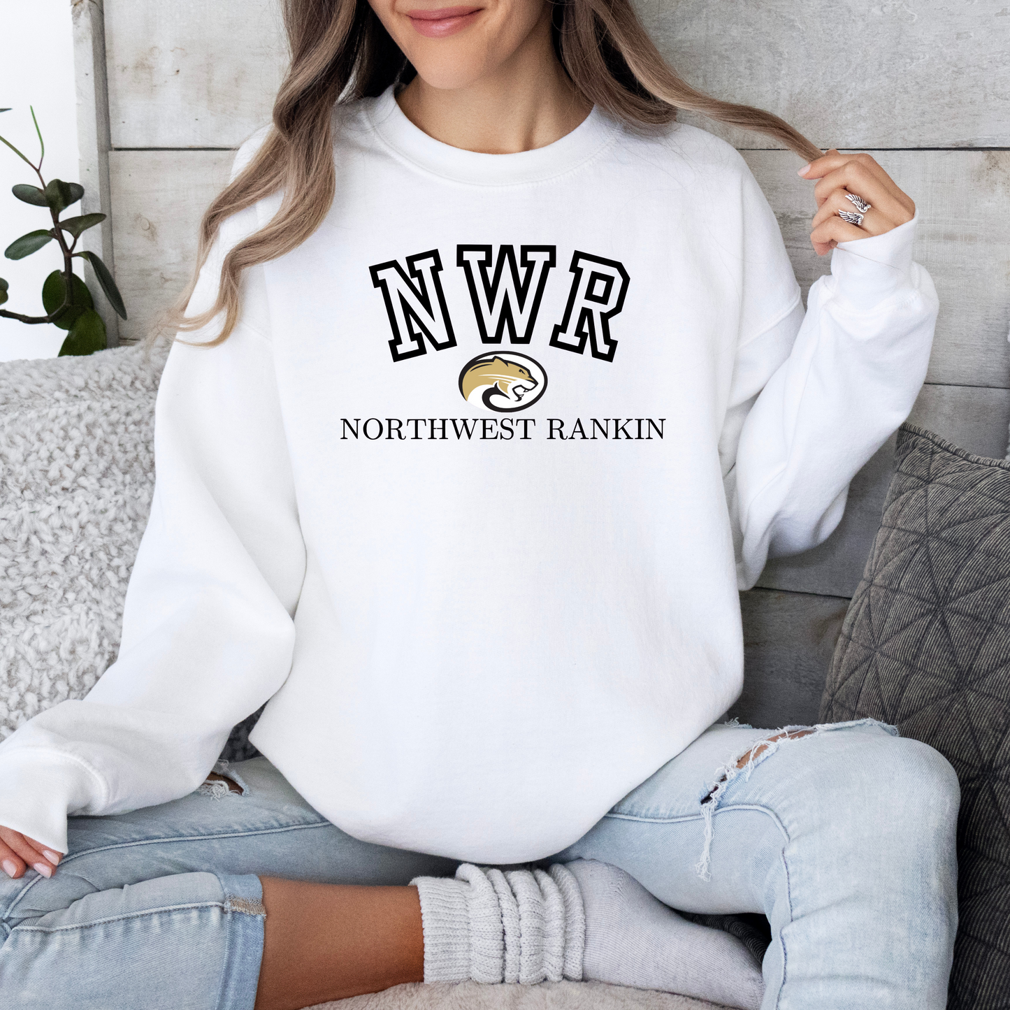 NWR Northwest Rankin Sweatshirt – Collegiate Graphic Design (Available in Sand, White, & Ash)
