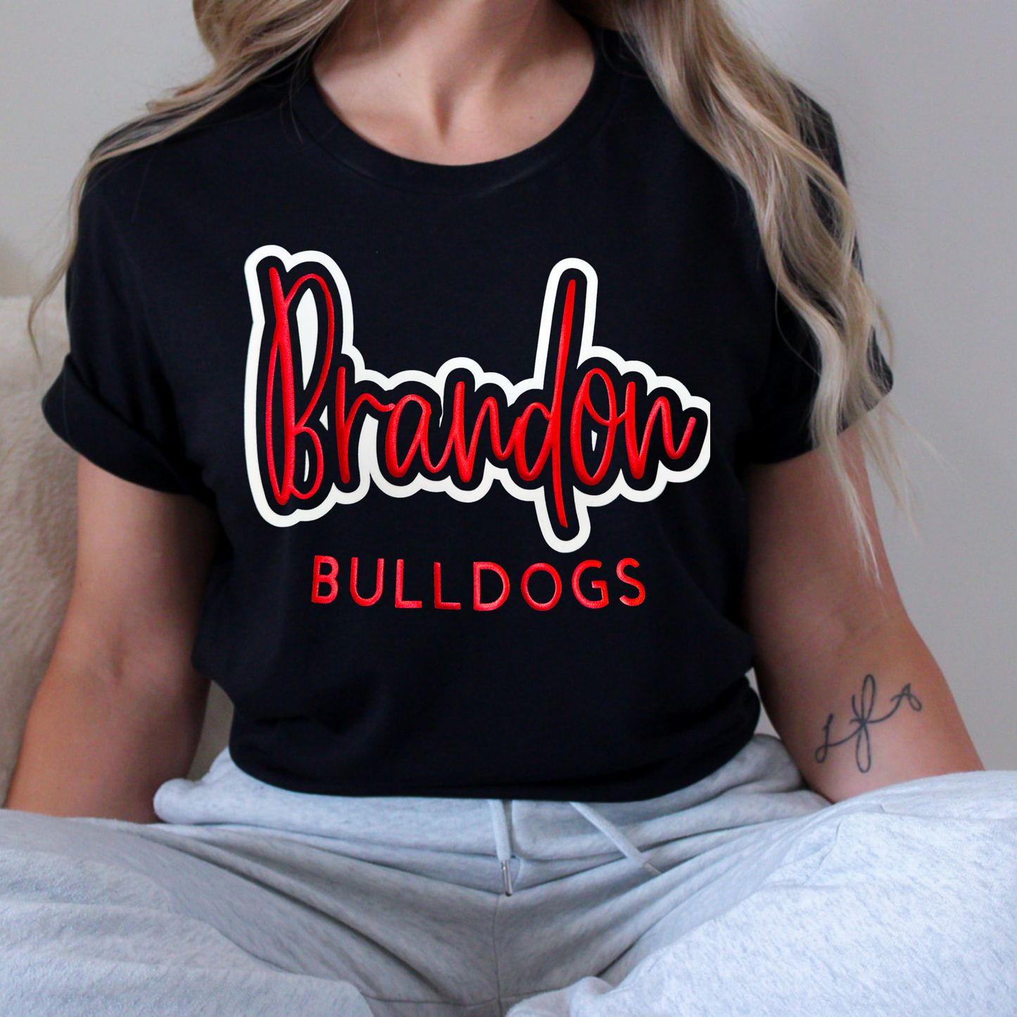 Brandon Bulldogs Metallic Puff Tee